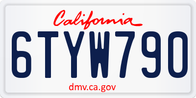 CA license plate 6TYW790
