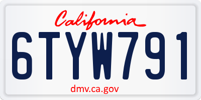 CA license plate 6TYW791
