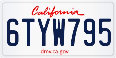CA license plate 6TYW795