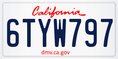CA license plate 6TYW797