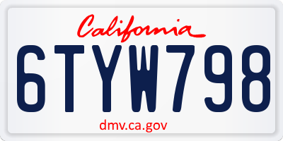 CA license plate 6TYW798
