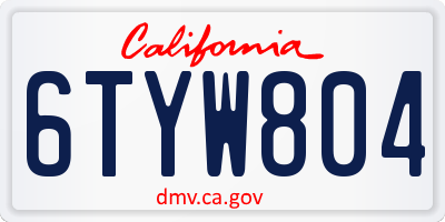 CA license plate 6TYW804