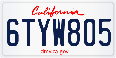 CA license plate 6TYW805