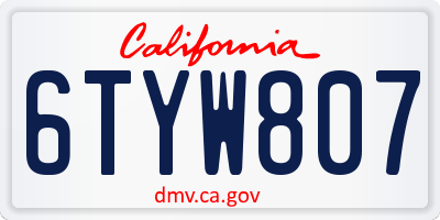 CA license plate 6TYW807