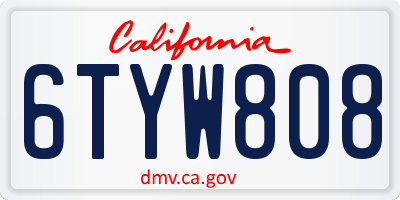 CA license plate 6TYW808
