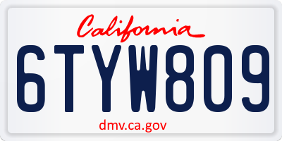 CA license plate 6TYW809