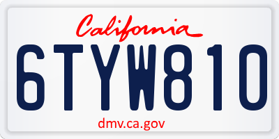 CA license plate 6TYW810