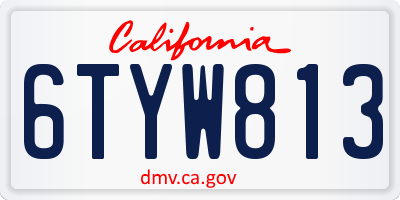 CA license plate 6TYW813