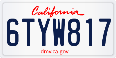 CA license plate 6TYW817