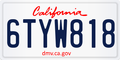 CA license plate 6TYW818