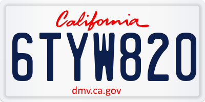 CA license plate 6TYW820