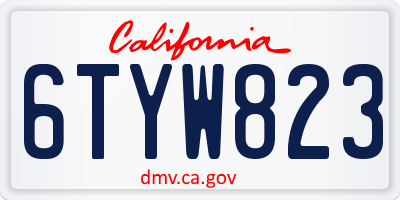 CA license plate 6TYW823
