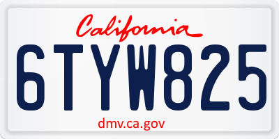 CA license plate 6TYW825