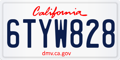 CA license plate 6TYW828
