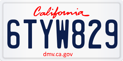 CA license plate 6TYW829