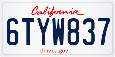 CA license plate 6TYW837