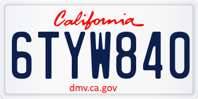CA license plate 6TYW840