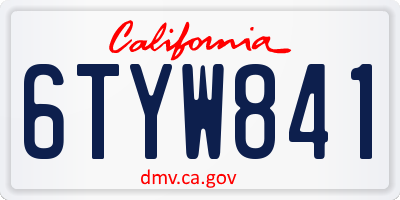 CA license plate 6TYW841
