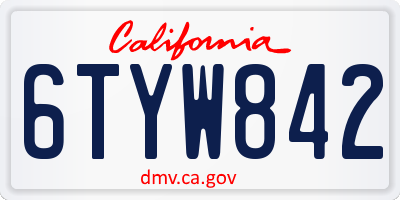 CA license plate 6TYW842