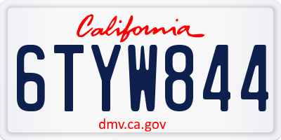 CA license plate 6TYW844