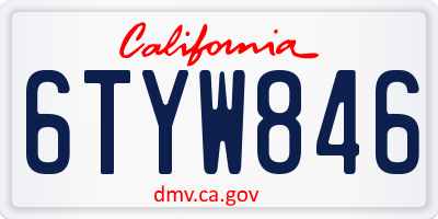 CA license plate 6TYW846