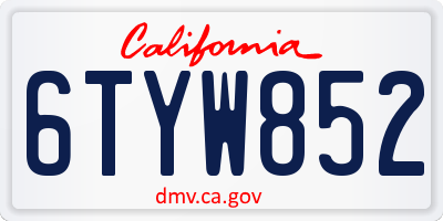 CA license plate 6TYW852
