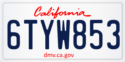 CA license plate 6TYW853