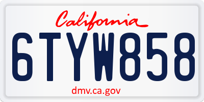 CA license plate 6TYW858