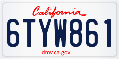 CA license plate 6TYW861