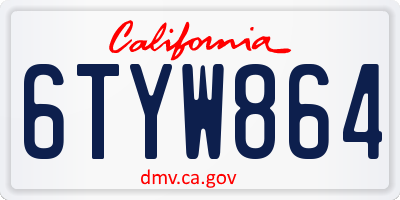 CA license plate 6TYW864