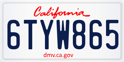 CA license plate 6TYW865