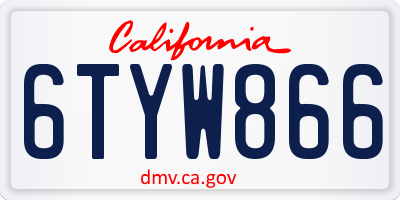 CA license plate 6TYW866