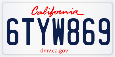 CA license plate 6TYW869
