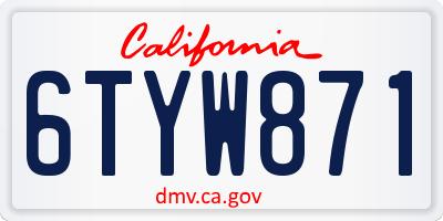 CA license plate 6TYW871