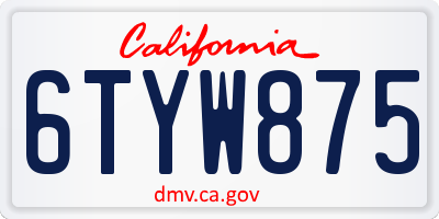 CA license plate 6TYW875