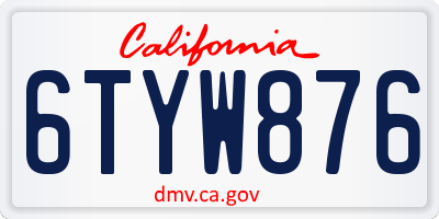 CA license plate 6TYW876