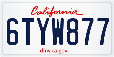 CA license plate 6TYW877