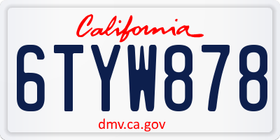 CA license plate 6TYW878