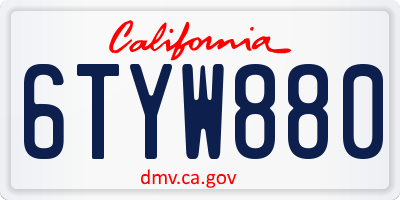 CA license plate 6TYW880
