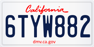 CA license plate 6TYW882