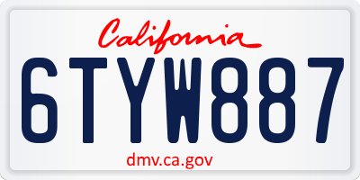 CA license plate 6TYW887