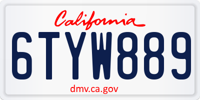 CA license plate 6TYW889