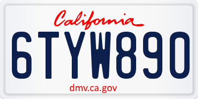 CA license plate 6TYW890