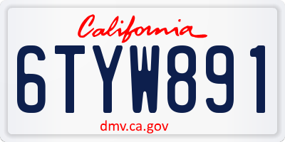 CA license plate 6TYW891