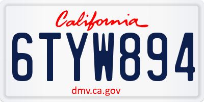 CA license plate 6TYW894
