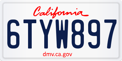 CA license plate 6TYW897