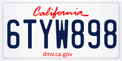 CA license plate 6TYW898