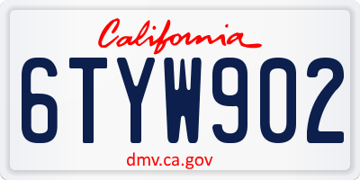 CA license plate 6TYW902