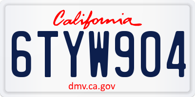CA license plate 6TYW904