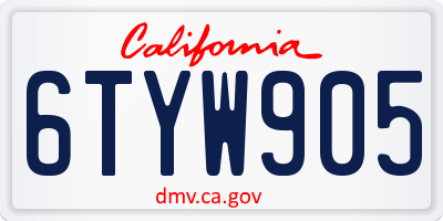CA license plate 6TYW905